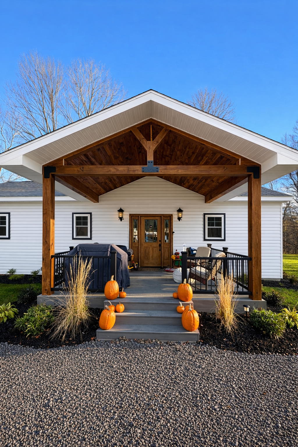 Covered porch with lighting